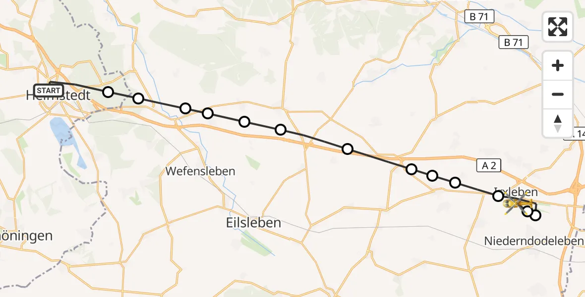 Flugroute Rettungshubschrauber Helmstedt - Irxleben, 26 März 2026, 14:17