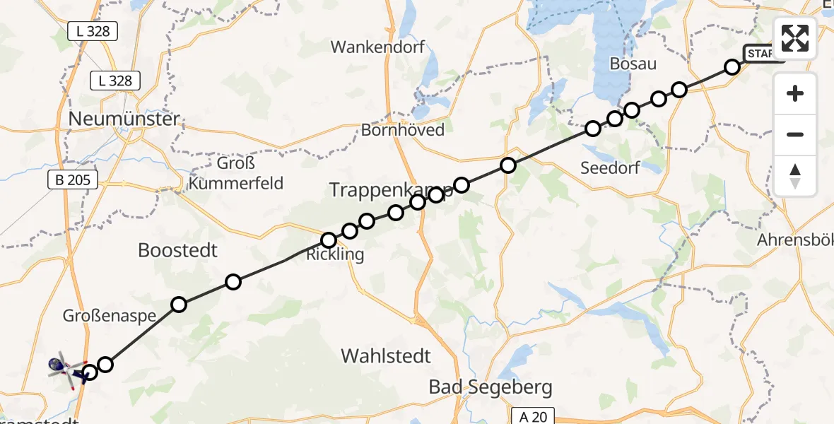 Routekaart van de vlucht: Polizeihubschrauber nach Wiemersdorf, Bahnhofstraße