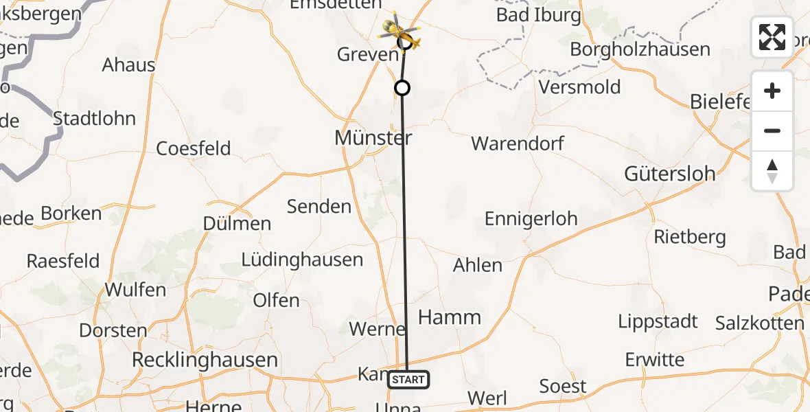 Routekaart van de vlucht: Ambulanzhubschrauber nach Greven, Otto-Lilienthal-Straße