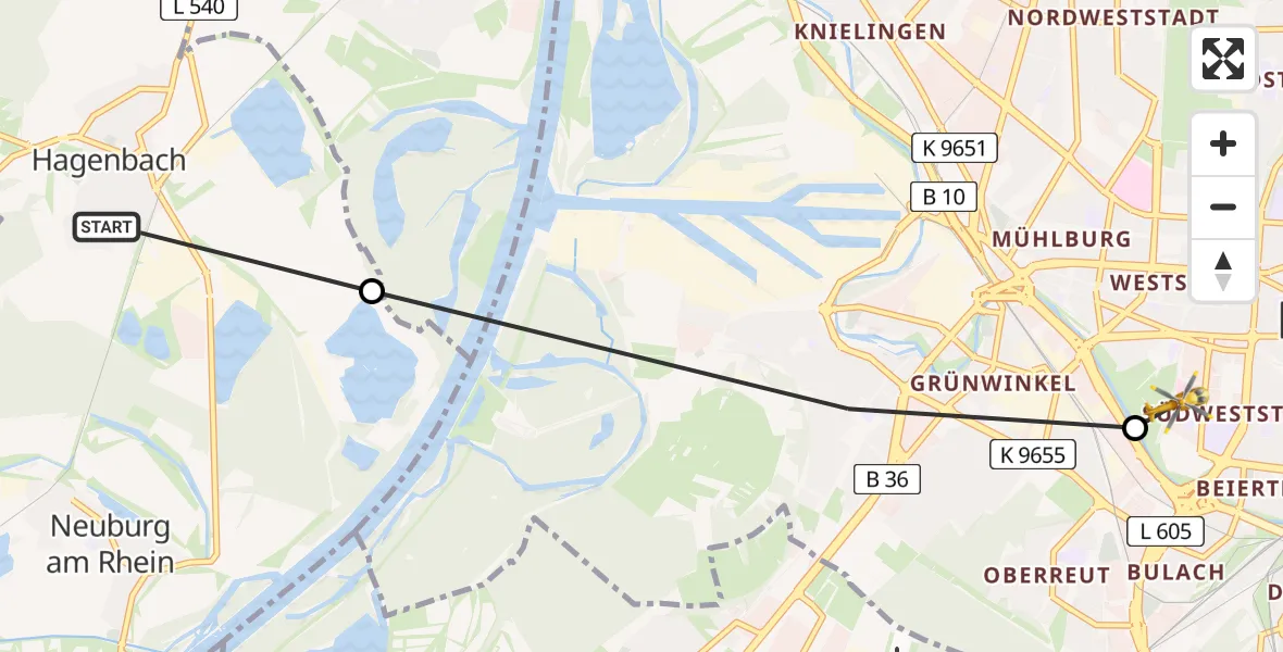 Routekaart van de vlucht: Rettungshubschrauber nach Sankt Vincentius Hospital, Friedrich-Ebert-Straße