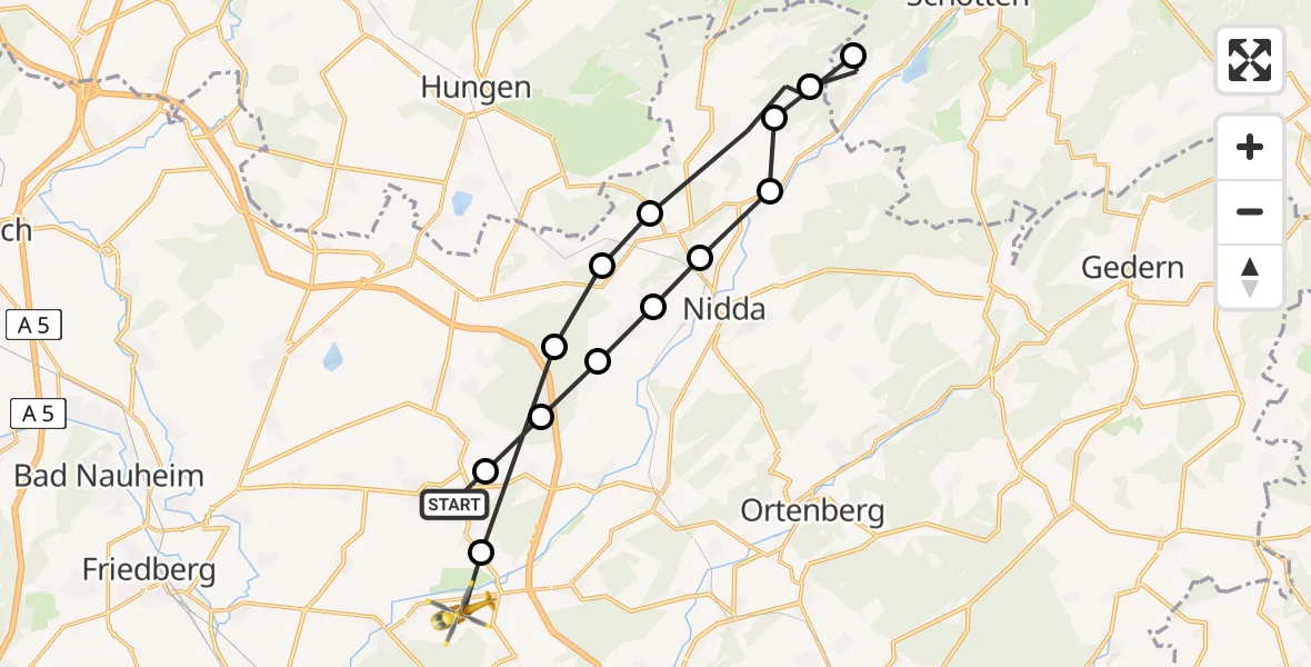 Flugroute Ambulanzhubschrauber Bingenheim - Staden, 26 März 2026, 15:19