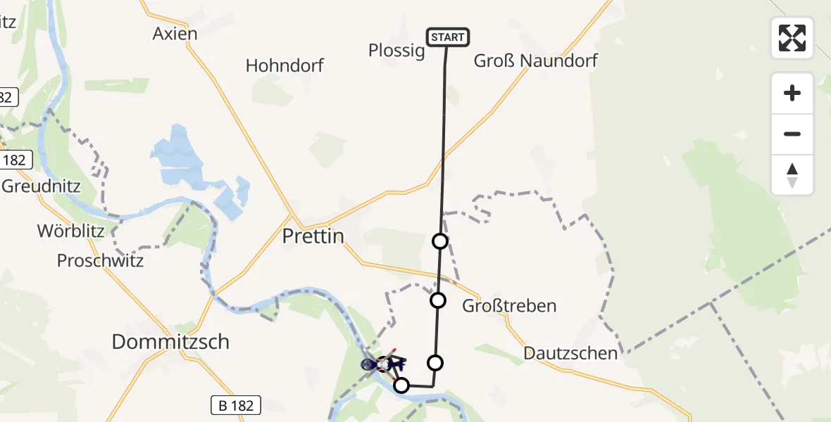 Flugroute Polizeihubschrauber Annaburg - Beilrode, 26 März 2026, 16:02