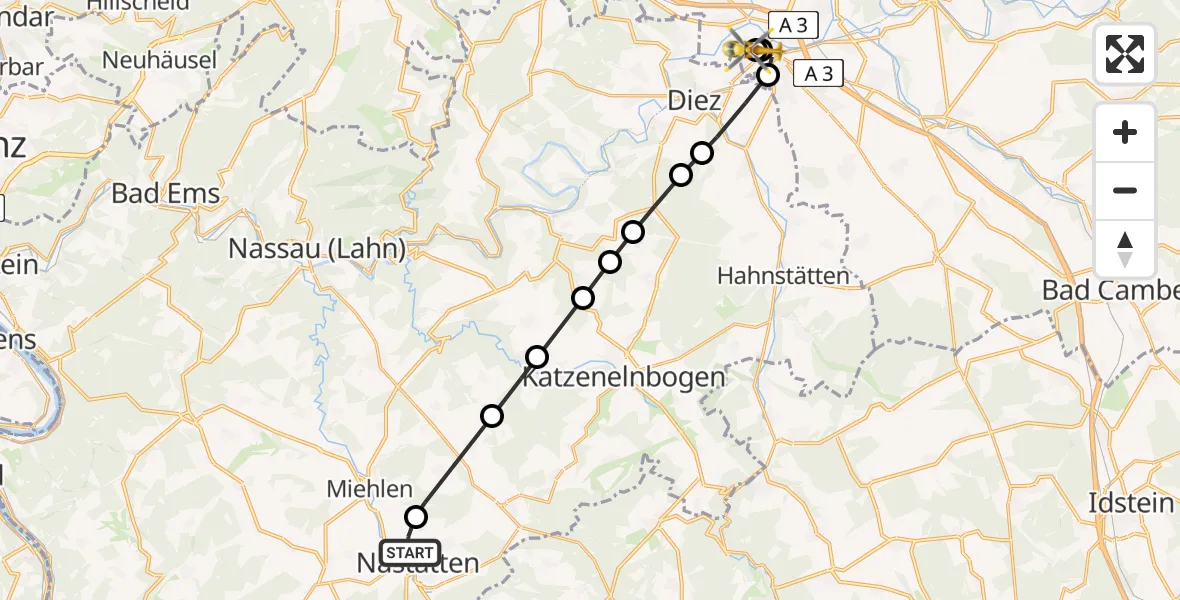 Routekaart van de vlucht: Rettungshubschrauber nach Saint Vincent Hospital Limburg