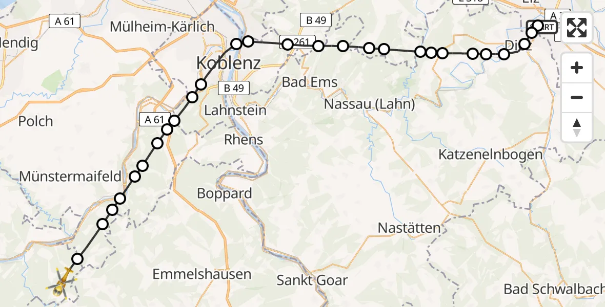 Routekaart van de vlucht: Rettungshubschrauber nach Lieg