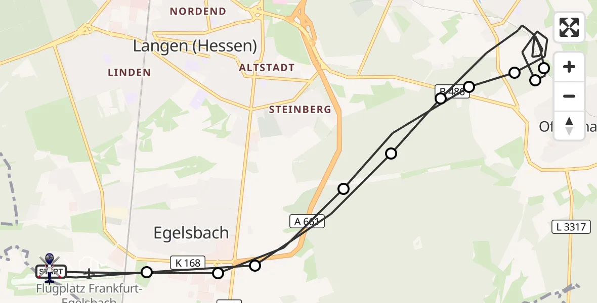 Flugroute Polizeihubschrauber Flughafen Frankfurt-Egelsbach - Flughafen Frankfurt-Egelsbach, 26 März 2026, 17:44