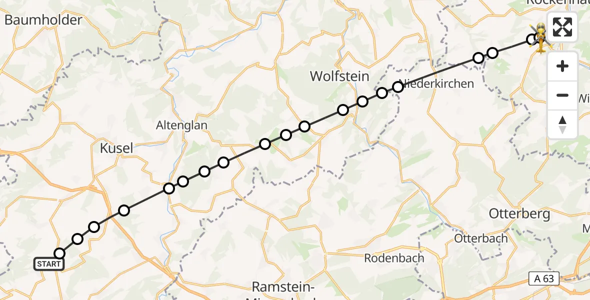 Flugroute Rettungshubschrauber Krottelbach - Imsweiler UL, 26 März 2026, 18:14