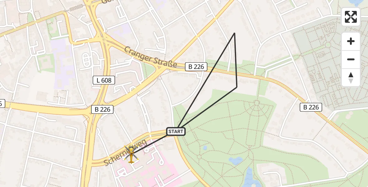 Flugroute Rettungshubschrauber Gelsenkirchen-Nord - Gelsenkirchen-Nord, 26 März 2026, 18:50