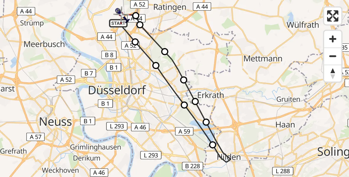 Flugroute Polizeihubschrauber Düsseldorf Flughafen - Düsseldorf Flughafen, 26 März 2026, 19:40