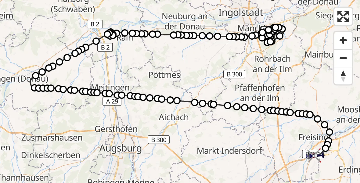 Routekaart van de vlucht: Polizeihubschrauber nach München Flughafen