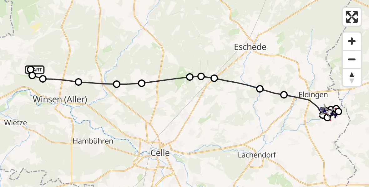 Routekaart van de vlucht: Polizeihubschrauber nach Berliner Heide Flugplatz