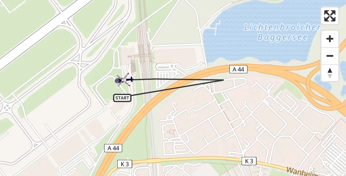 Flugroute Polizeihubschrauber Düsseldorf Flughafen - Düsseldorf Flughafen, 26 März 2026, 19:55