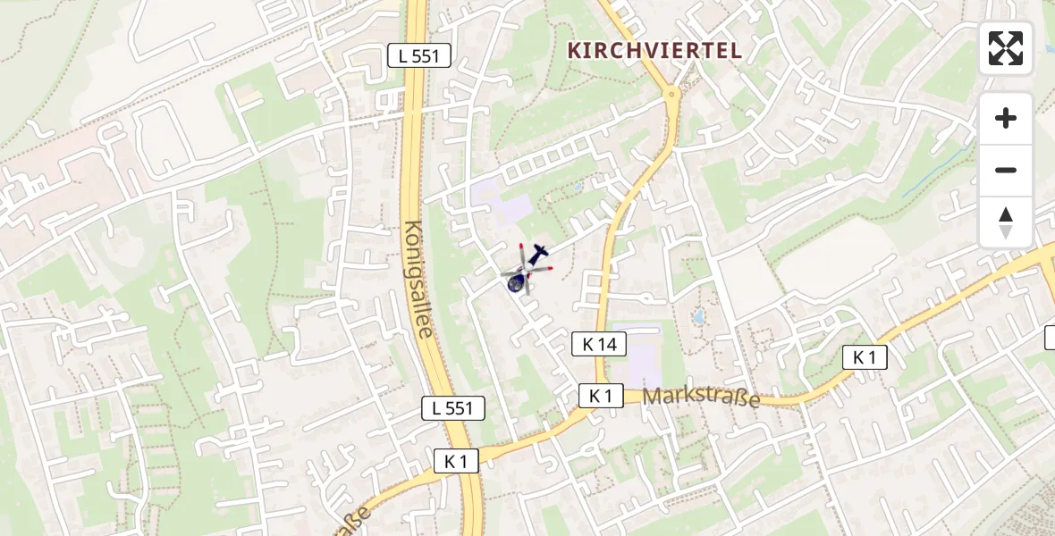 Routekaart van de vlucht: Polizeihubschrauber nach Bochum, Im Kempken