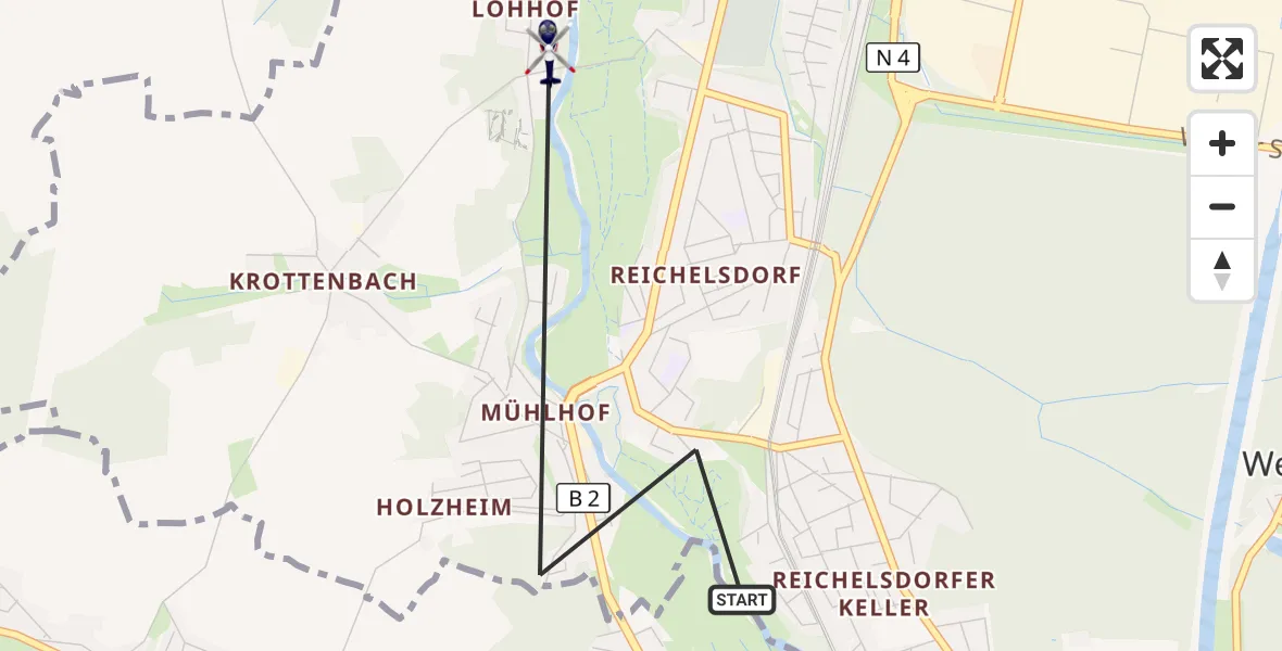 Flugroute Polizeihubschrauber Nürnberg - Nürnberg, 27 März 2026, 00:11