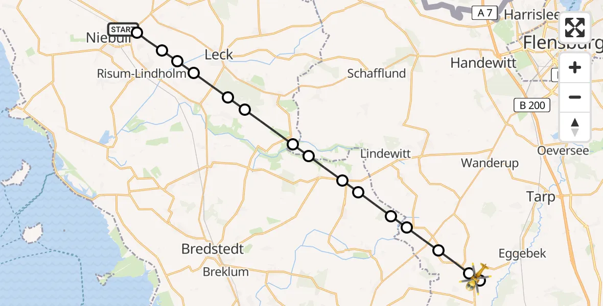 Routekaart van de vlucht: Rettungshubschrauber nach Sollerup, Kampweg