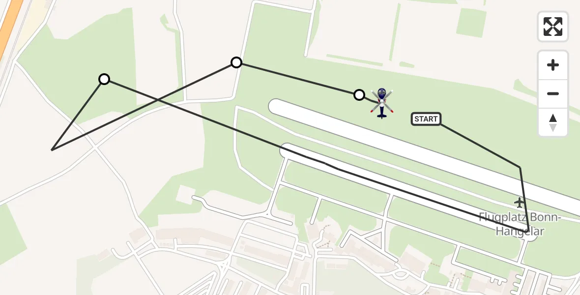 Flugroute Polizeihubschrauber Bonn-Hangelar Flugplatz - Bonn-Hangelar Flugplatz, 27 März 2026, 07:30