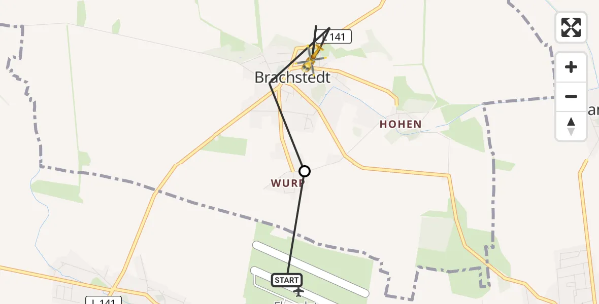 Routekaart van de vlucht: Ambulanzhubschrauber nach Petersberg, Steinberg