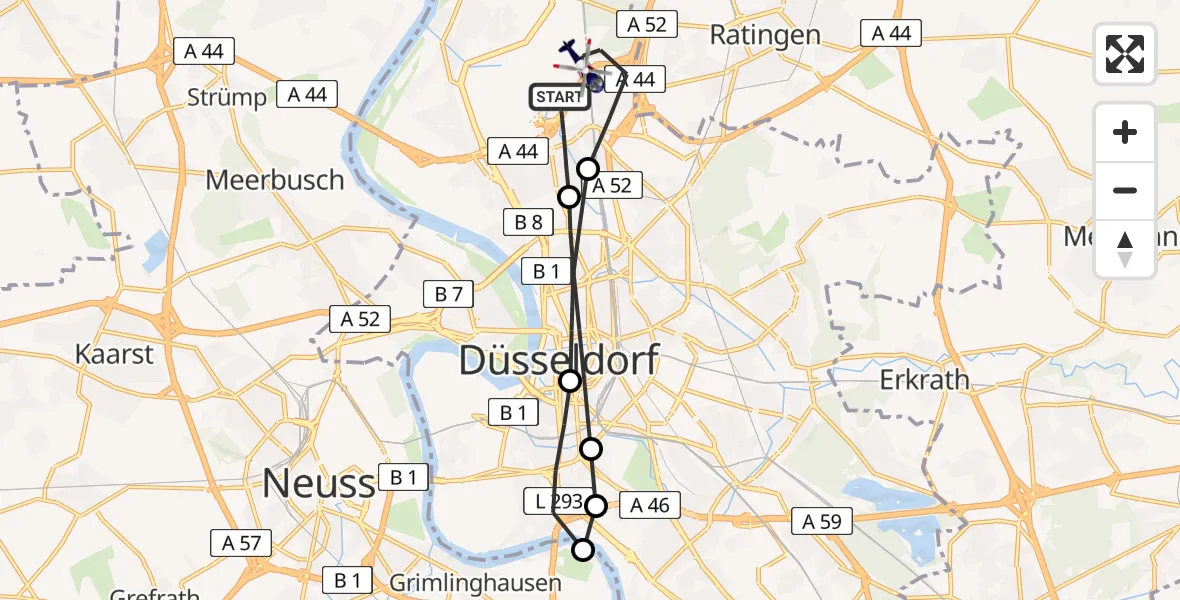 Flugroute Polizeihubschrauber Düsseldorf Flughafen - Düsseldorf Flughafen, 27 März 2026, 07:57