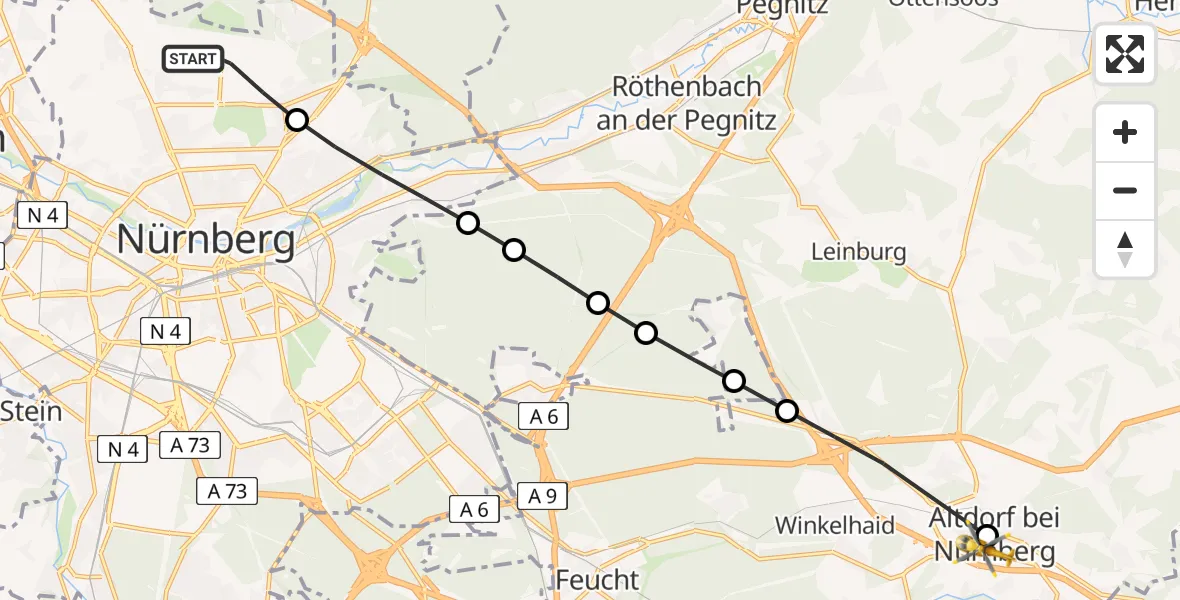 Flugroute Rettungshubschrauber Flughafen Nuremberg - Altdorf bei Nürnberg, 27 März 2026, 08:40