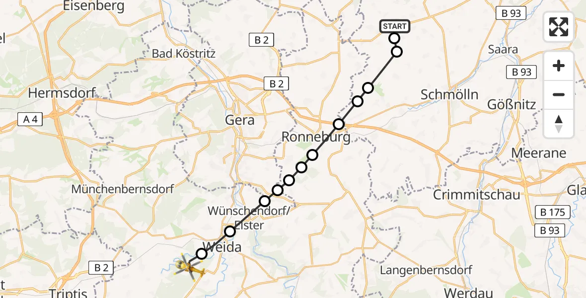 Routekaart van de vlucht: Rettungshubschrauber nach Schömberg