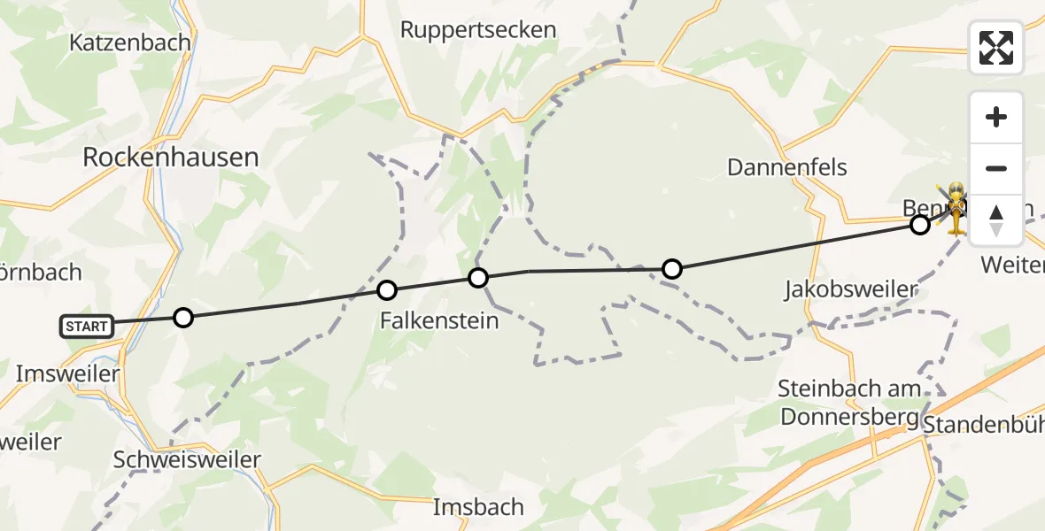 Flugroute Rettungshubschrauber Dörnbach - Bennhausen, 27 März 2026, 08:53