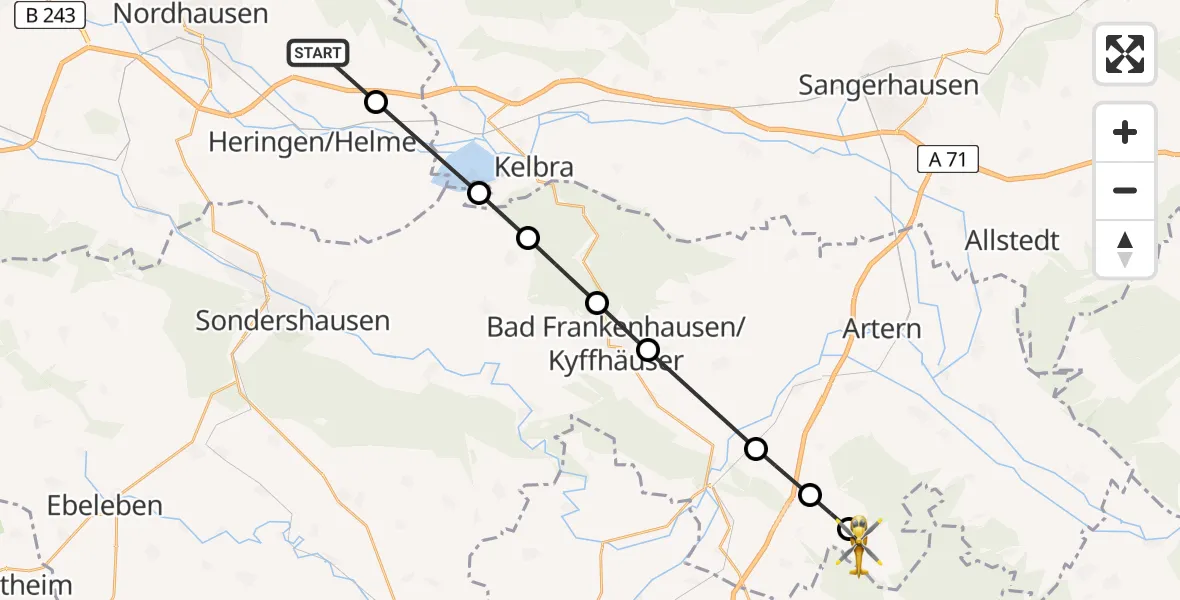 Routekaart van de vlucht: Rettungshubschrauber nach Hauteroda, Hauterodaer Straße