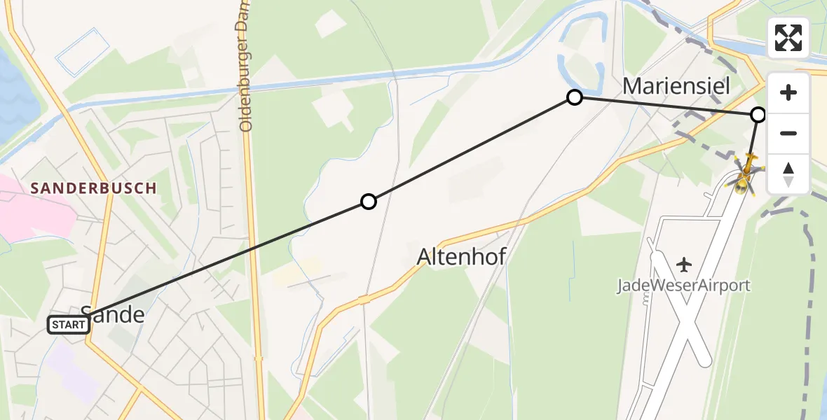 Routekaart van de vlucht: Rettungshubschrauber nach Wilhelmshaven, Bunsenstraße