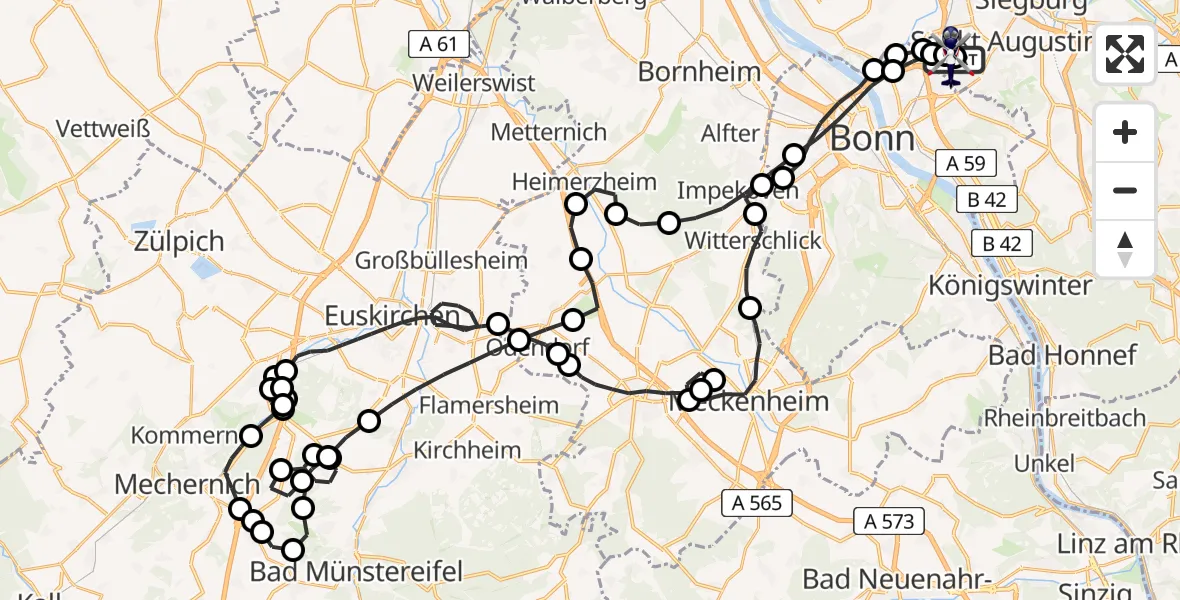 Flugroute Polizeihubschrauber Sankt Augustin - Sankt Augustin, 27 März 2026, 09:15