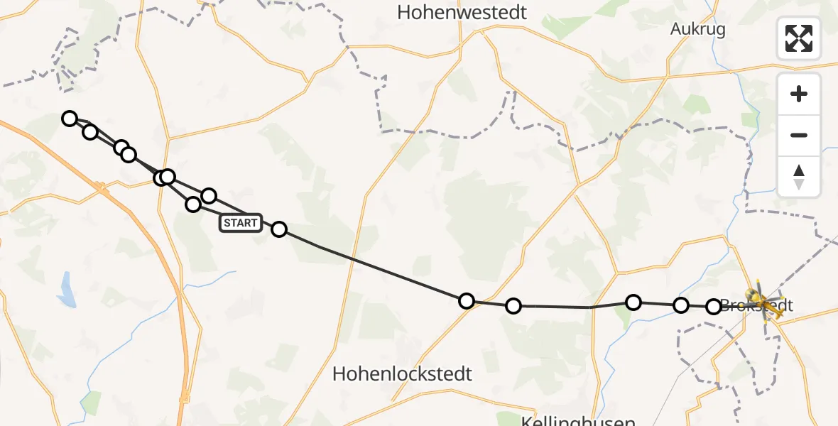 Flugroute Rettungshubschrauber Drage - Brokstedt, 27 März 2026, 09:16