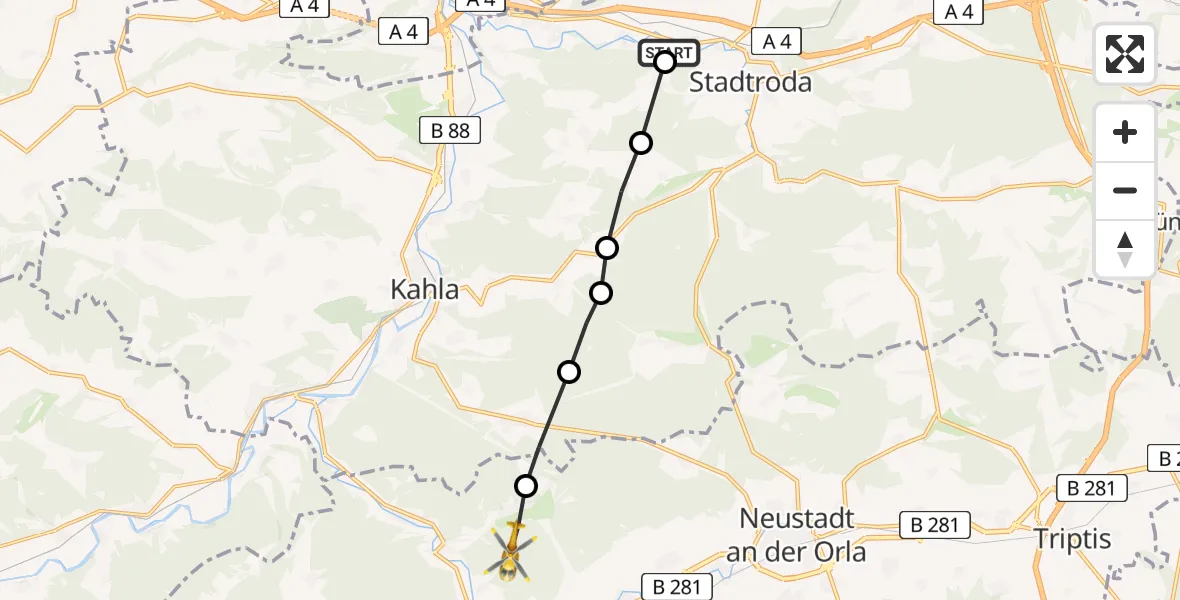 Flugroute Rettungshubschrauber Gernewitz - Schweinitz, 27 März 2026, 09:23