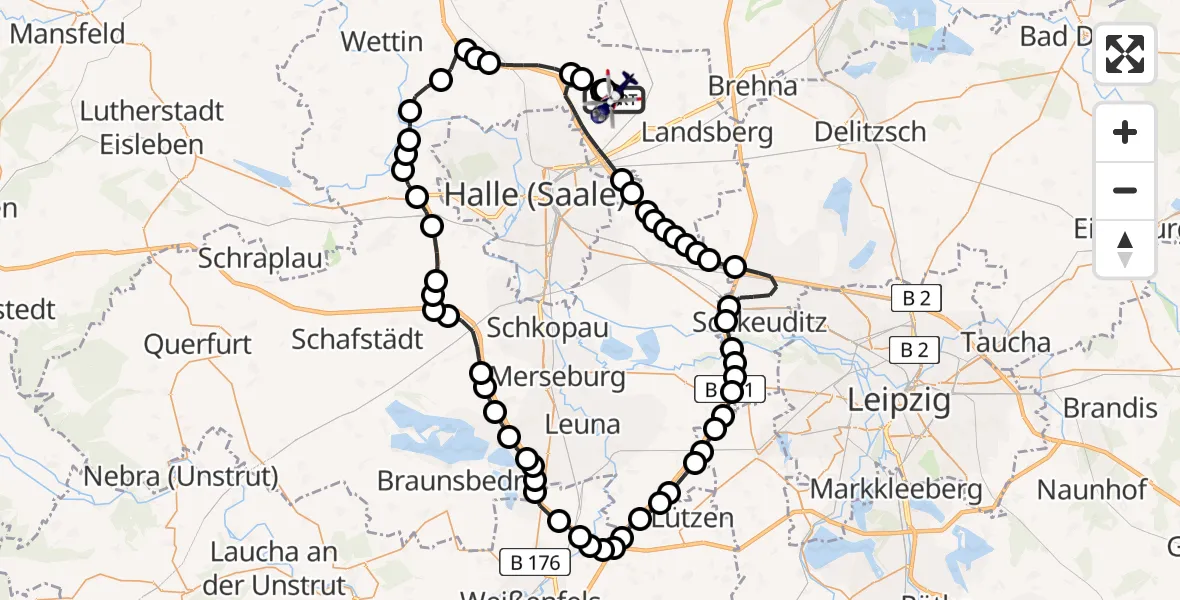 Routekaart van de vlucht: Polizeihubschrauber nach Landsberg, Flugplatz