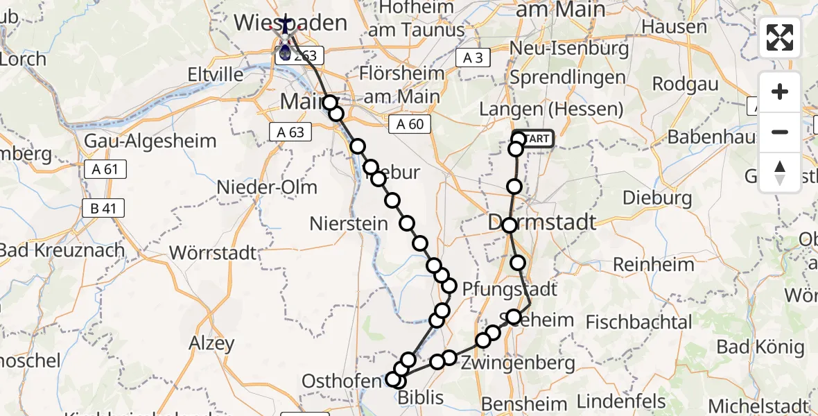 Flugroute Polizeihubschrauber Flughafen Frankfurt-Egelsbach - Wiesbaden, 27 März 2026, 09:28