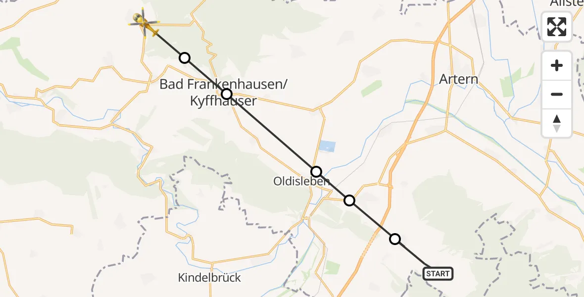 Flugroute Rettungshubschrauber Hauteroda - Steinthaleben, 27 März 2026, 09:55
