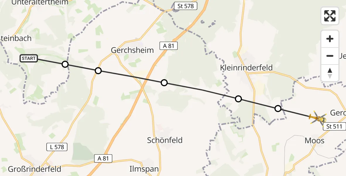 Routekaart van de vlucht: Rettungshubschrauber nach Moos, Steinbach