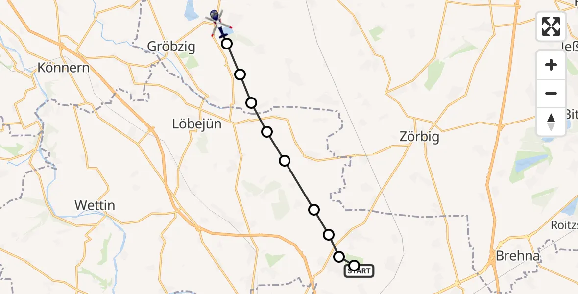Flugroute Polizeihubschrauber Landsberg - Edderitz, 27 März 2026, 10:18