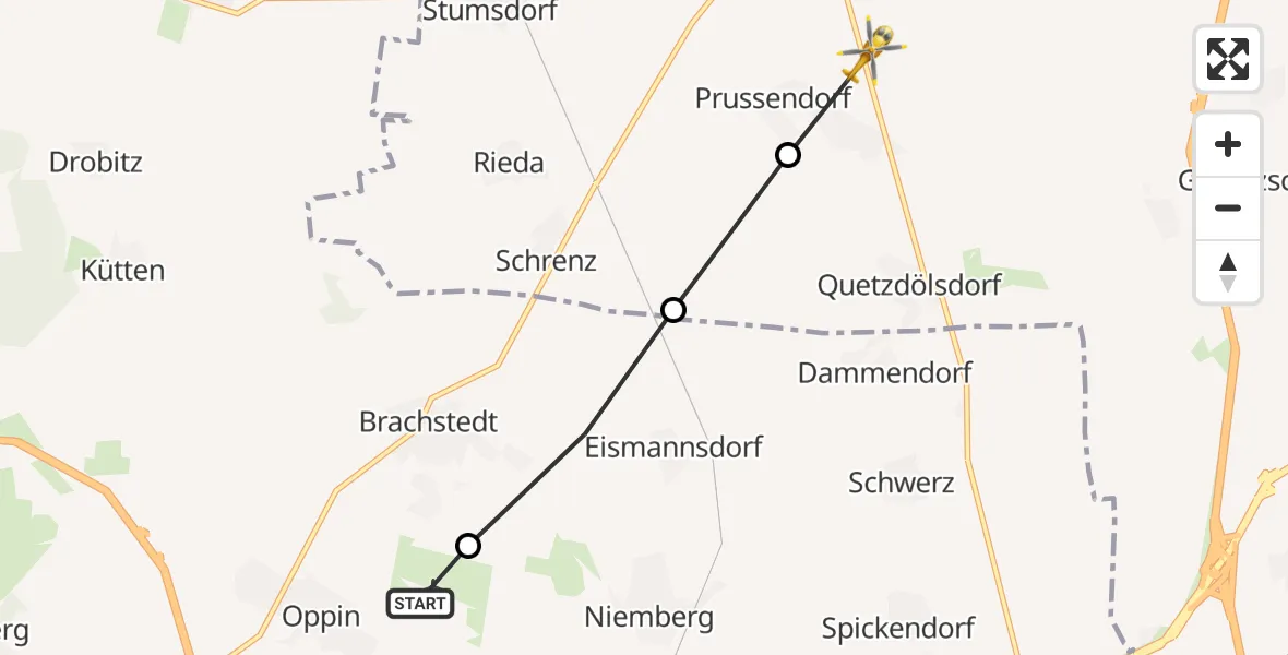 Routekaart van de vlucht: Ambulanzhubschrauber nach Zörbig, Petersberg
