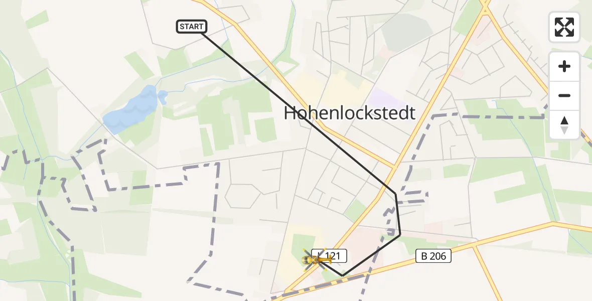 Flugroute Rettungshubschrauber Hohenlockstedt - Hohenlockstedt, 27 März 2026, 11:35