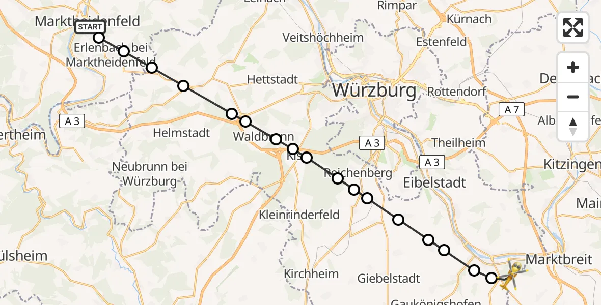 Routekaart van de vlucht: Rettungshubschrauber nach Ochsenfurt, Am Greinberg