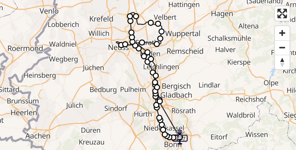 Flugroute Polizeihubschrauber Sankt Augustin - Sankt Augustin, 27 März 2026, 11:47