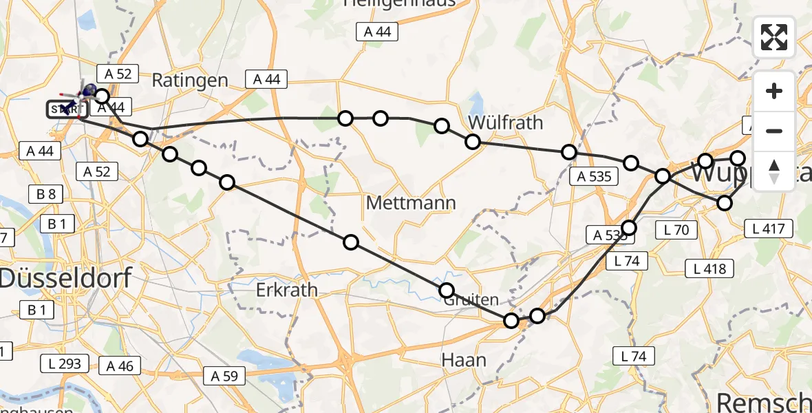 Flugroute Polizeihubschrauber Düsseldorf Flughafen - Düsseldorf Flughafen, 27 März 2026, 11:50