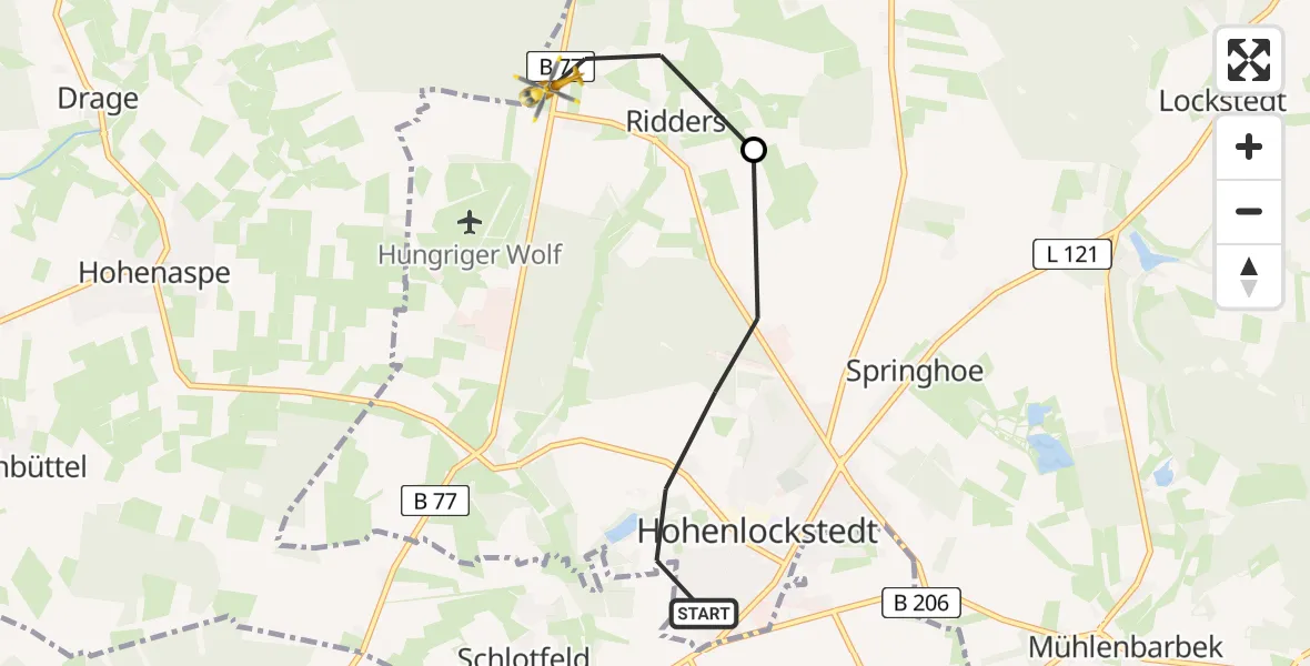 Flugroute Rettungshubschrauber Hohenlockstedt - Ridders, 27 März 2026, 12:04