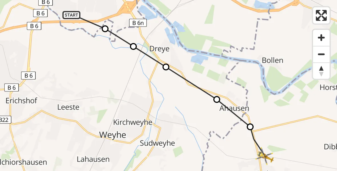 Routekaart van de vlucht: Rettungshubschrauber nach Riede, Im Alten Lande