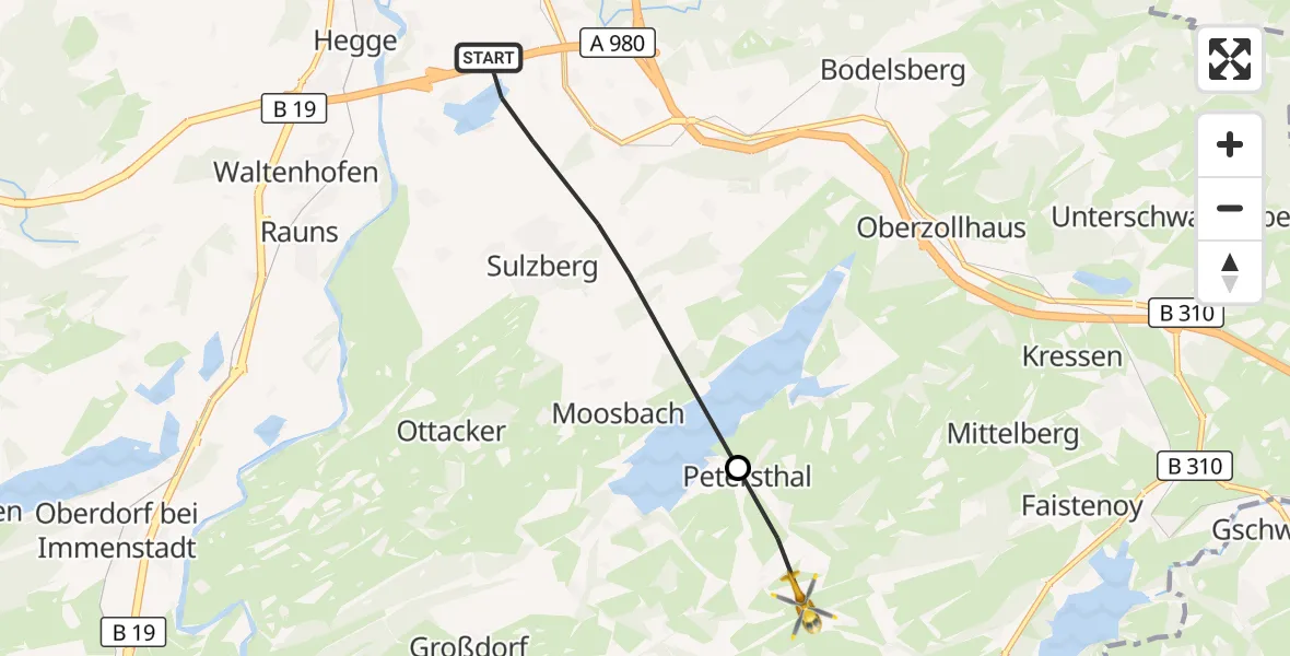 Flugroute Rettungshubschrauber Sulzberg - Wertach, 27 März 2026, 12:22