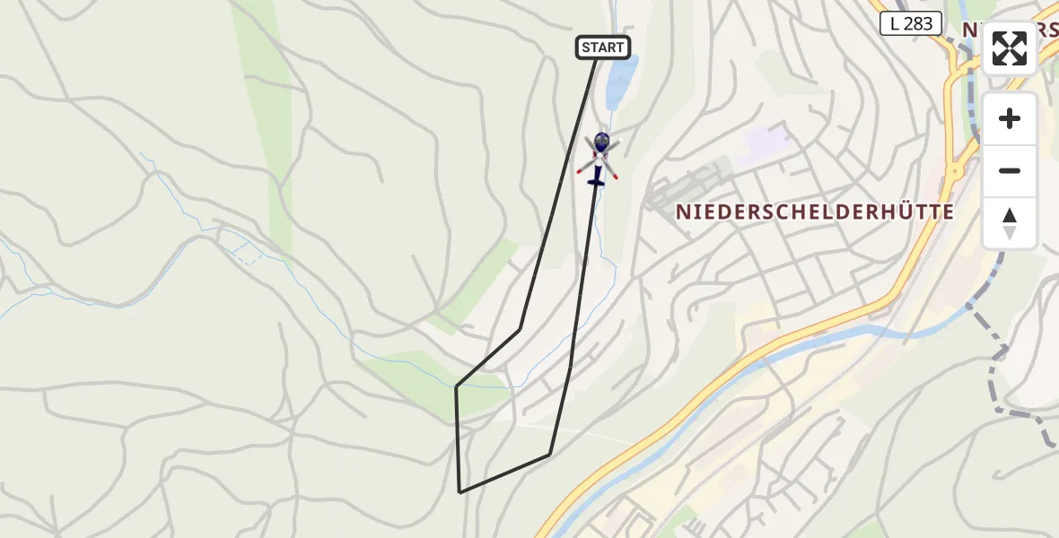 Flugroute Polizeihubschrauber Mudersbach - Mudersbach, 27 März 2026, 12:34