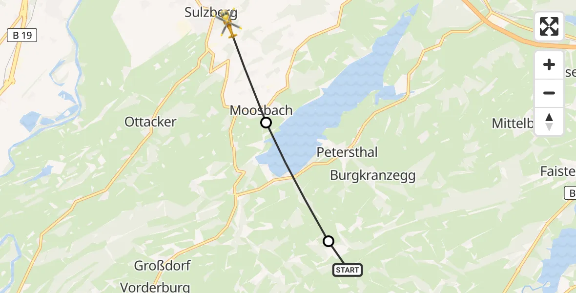 Routekaart van de vlucht: Rettungshubschrauber nach Sulzberg, Reisach