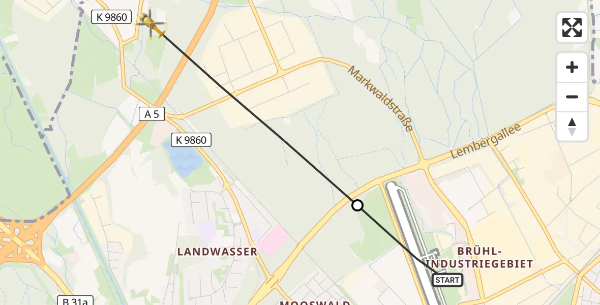 Flugroute Ambulanzhubschrauber Freiburg im Breisgau Flugplatz - Freiburg im Breisgau, 27 März 2026, 13:05