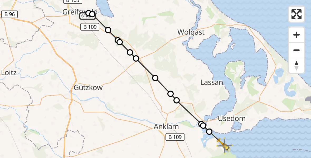 Routekaart van de vlucht: Rettungshubschrauber nach Bugewitz