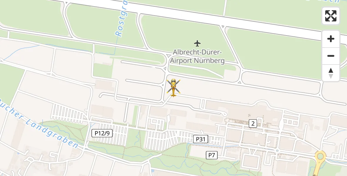 Routekaart van de vlucht: Rettungshubschrauber nach Flughafen Nuremberg
