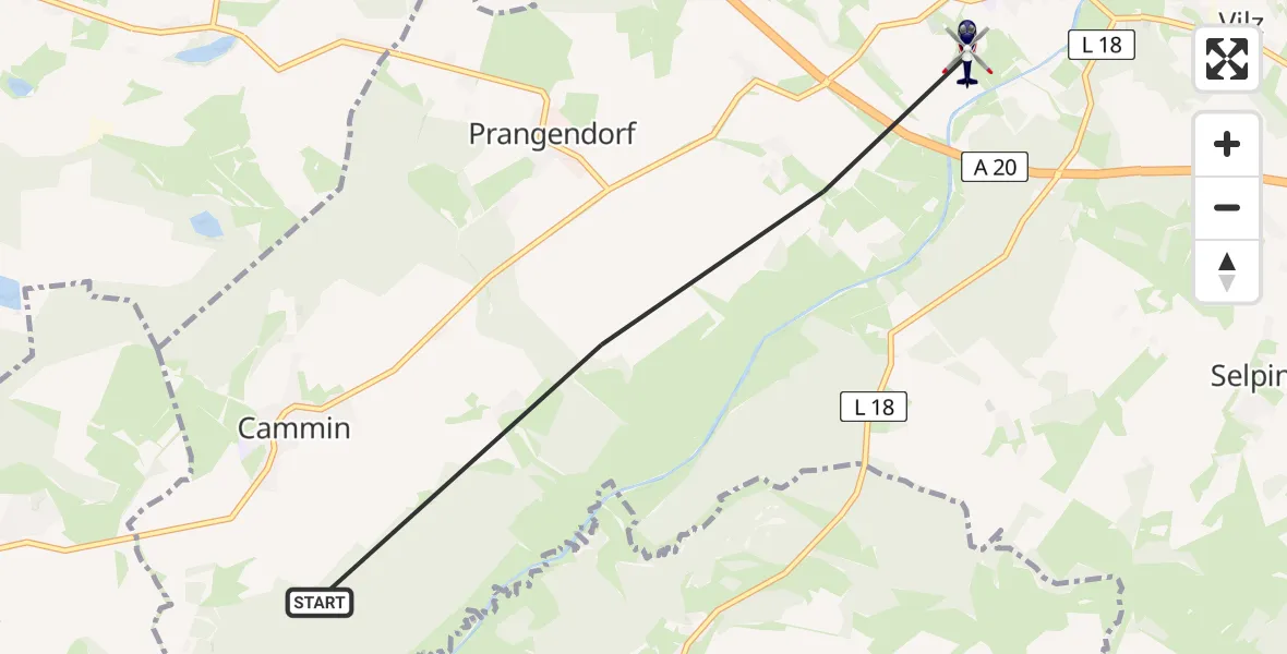 Routekaart van de vlucht: Polizeihubschrauber nach Tessin, Camminer Straße