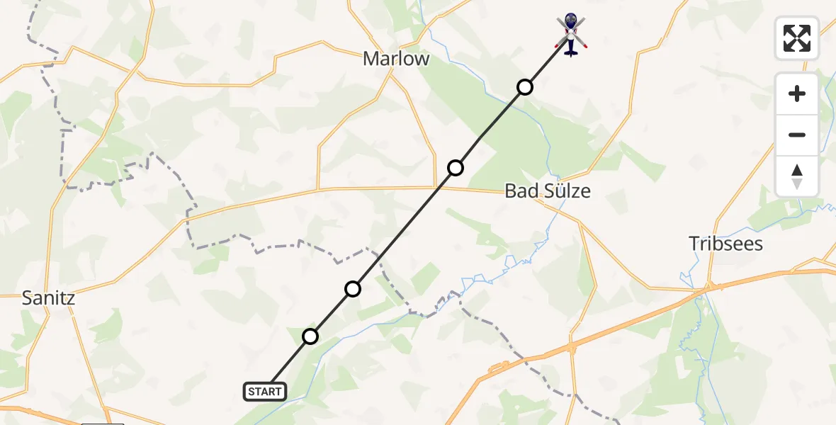 Flugroute Polizeihubschrauber Zarnewanz - Eixen, 27 März 2026, 14:40