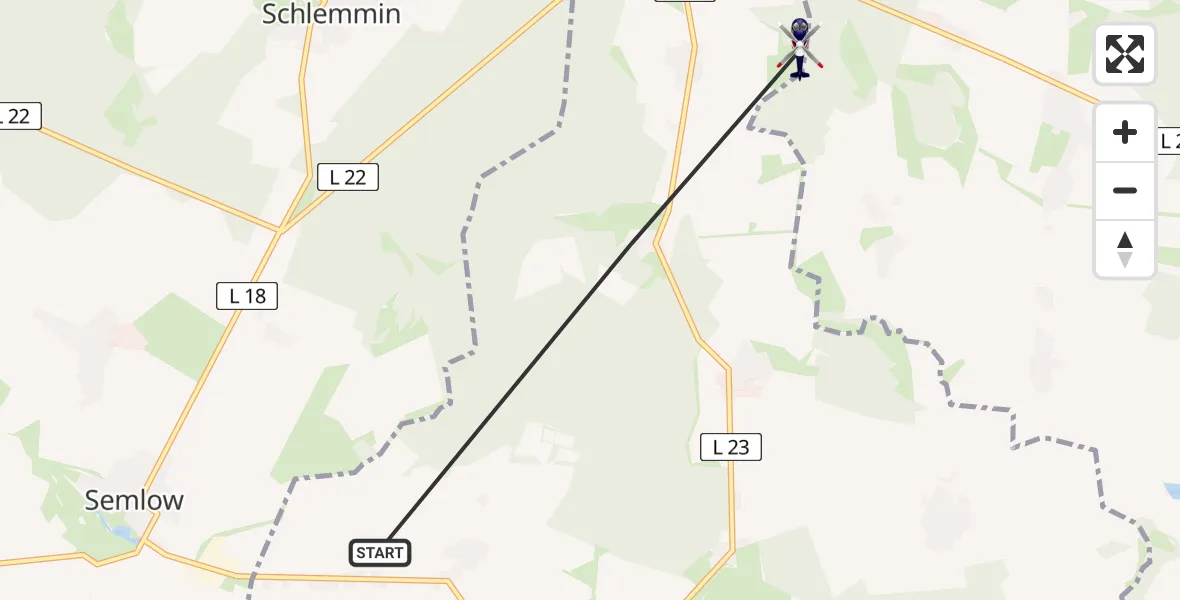 Routekaart van de vlucht: Polizeihubschrauber nach Weitenhagen